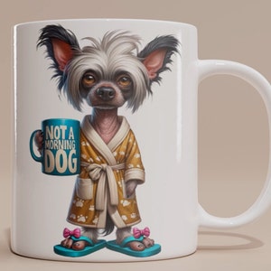 Personalized Chinese Crested Dog Mug - 'Not a Morning Dog' - Chinese Crested Dog Gift, Funny dog mug, Chinese Crested Dog owner gift ideas