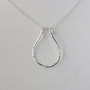 Ring holder necklace, horse shoe pendant, wedding engagement ring keeper, 925 Sterling silver, gift for nurse, minimal jewelry, gift for her