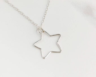 925 Sterling Silver star necklace, celestial jewelry, star jewelry, dainty necklace, minimalist jewelry, silver star charm, recycled silver