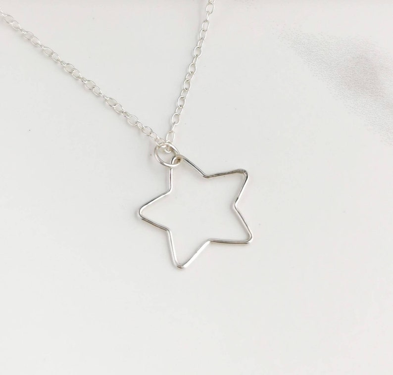 silver star charm recycled silver minimalist jewelry dainty necklace star jewelry 925 Sterling Silver star necklace celestial jewelry