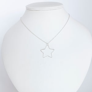 Large open star necklace, silver star jewelry, celestial jewelry, silver star necklace, minimalist, dainty, Christmas gift, stocking stuffer
