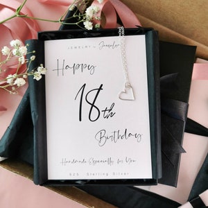 18th birthday gift idea for her, 925 Sterling silver heart necklace, minimal jewelry, gift idea for daughter, niece, friend, granddaughter