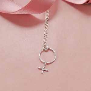 Female symbol necklace, 925 Sterling silver, Venus charm necklace, feminine symbol pendant, dainty minimal jewelry, gift idea for women, her image 6