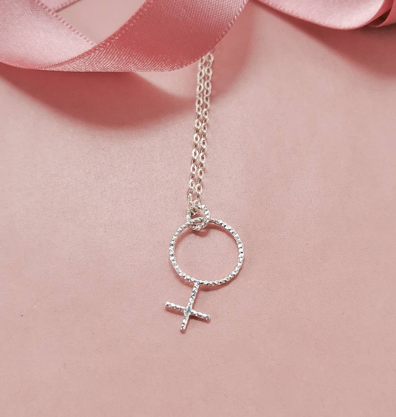 Female symbol necklace, 925 Sterling silver, Venus charm necklace, feminine symbol pendant, dainty minimal jewelry, gift idea for women, her image 6