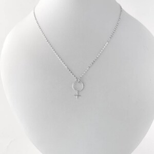 Female symbol necklace, 925 Sterling silver, Venus charm necklace, feminine symbol pendant, dainty minimal jewelry, gift idea for women, her image 5