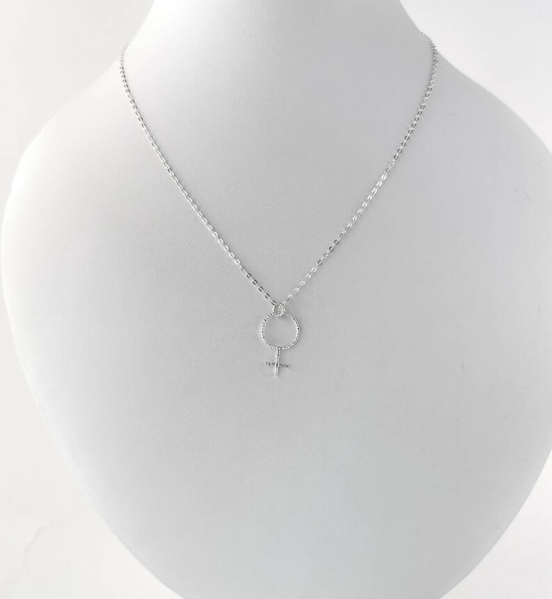 Female symbol necklace, 925 Sterling silver, Venus charm necklace, feminine symbol pendant, dainty minimal jewelry, gift idea for women, her image 5