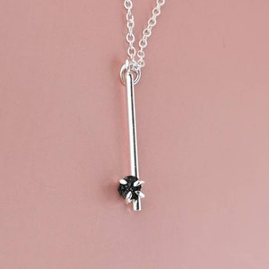 Raw black diamond necklace, rough genuine real diamond bar pendant, 925 Sterling silver, minimal dainty jewelry, Christmas gift for her, mum