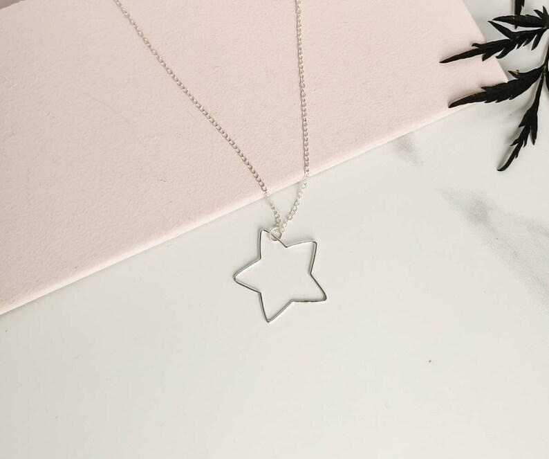 silver star charm recycled silver minimalist jewelry dainty necklace star jewelry 925 Sterling Silver star necklace celestial jewelry