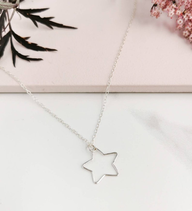 silver star charm recycled silver minimalist jewelry dainty necklace star jewelry 925 Sterling Silver star necklace celestial jewelry