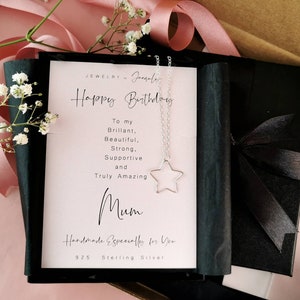 Happy birthday gift for mum, 925 Sterling silver star necklace, celestial jewelry, mothers birthday card gift idea, dainty jewelry gift idea