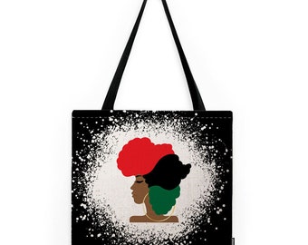 AfroAccent Black history Tote Bag, Black Girl Afro Tote, Africa Bag,  Tote Bag Purse, Gift for her, Gift for Mom, Gift for Girlfriend