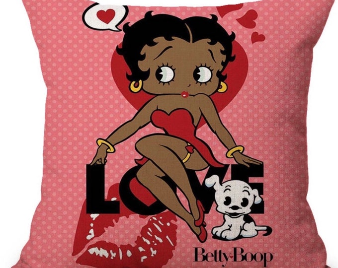 Black Betty Boop Pillow Cover 18x18, Black Art Pillow Cover, African