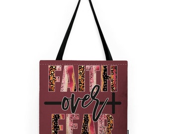 Faith Over Fear Large Tote Bag, Gift for Mom, Gifts for Black Mothers, Gift for her ,