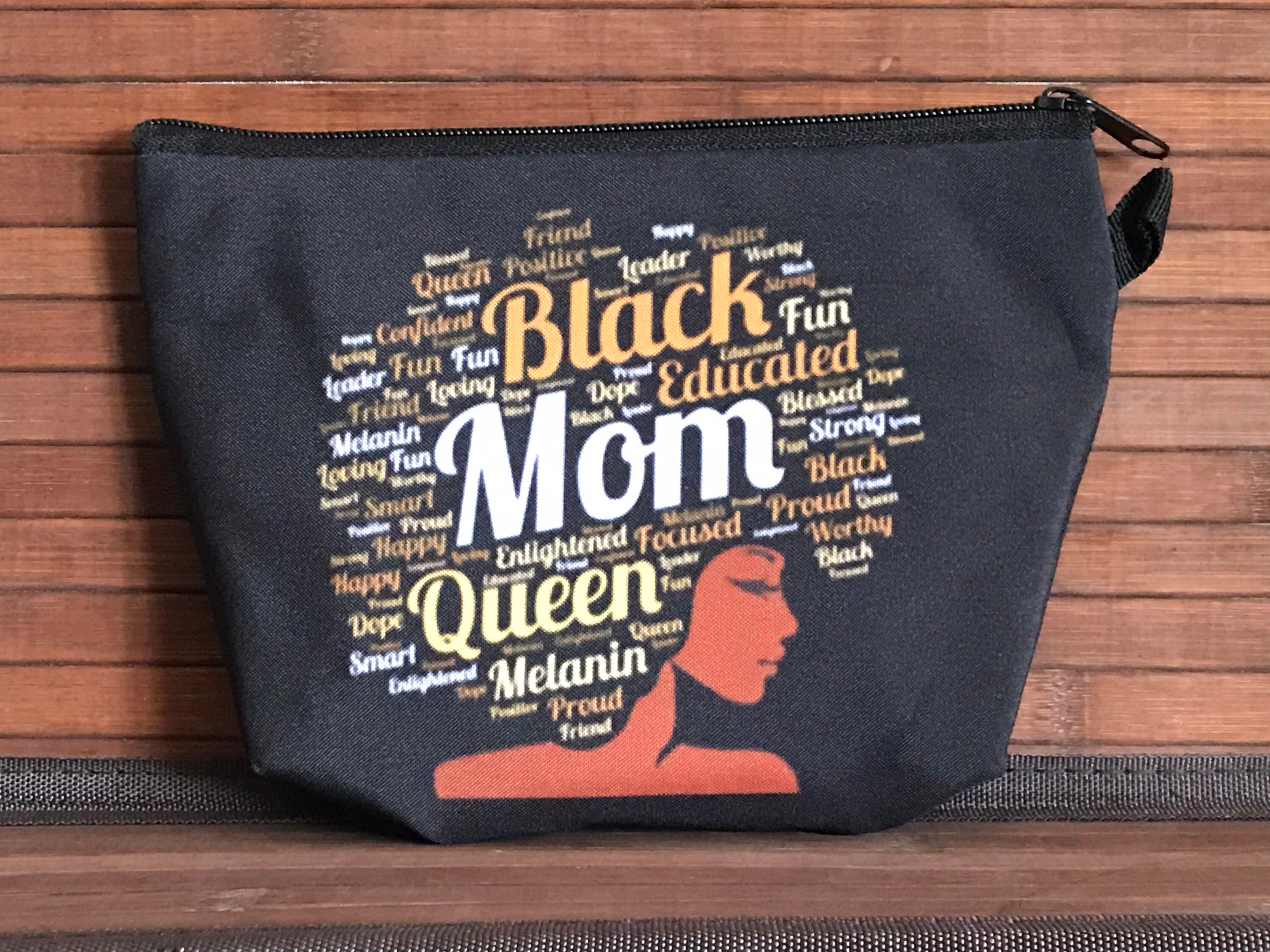 Beautiful Black Mom Makeup Bag Cosmetic Bag Toiletry Bag Travel Bag Zipper Pouch Girlfriend Gift Anniversary Gift Mothers Day Gifts