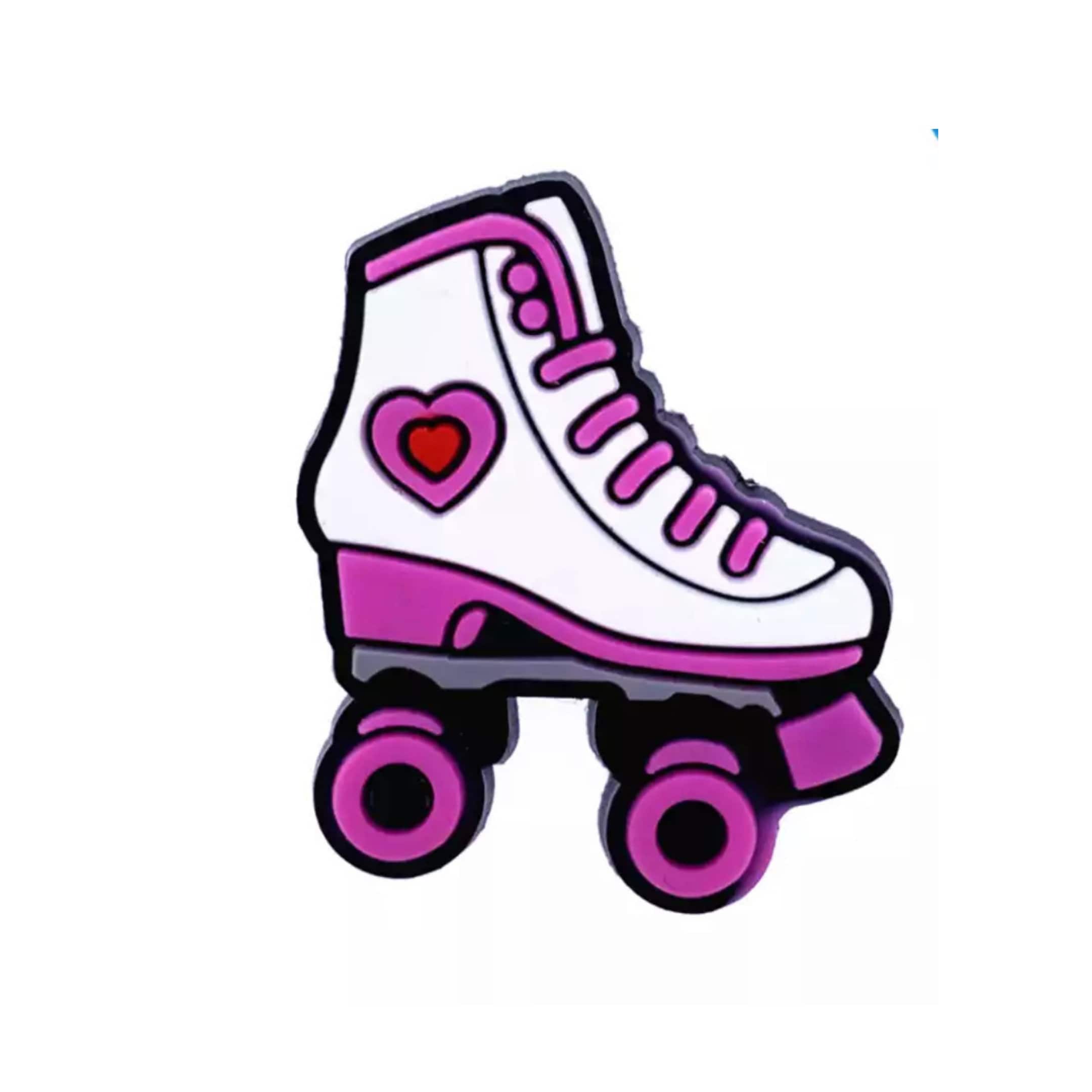 Roller skate accessories skate charm - 2x Felt Flower Purple & Pink
