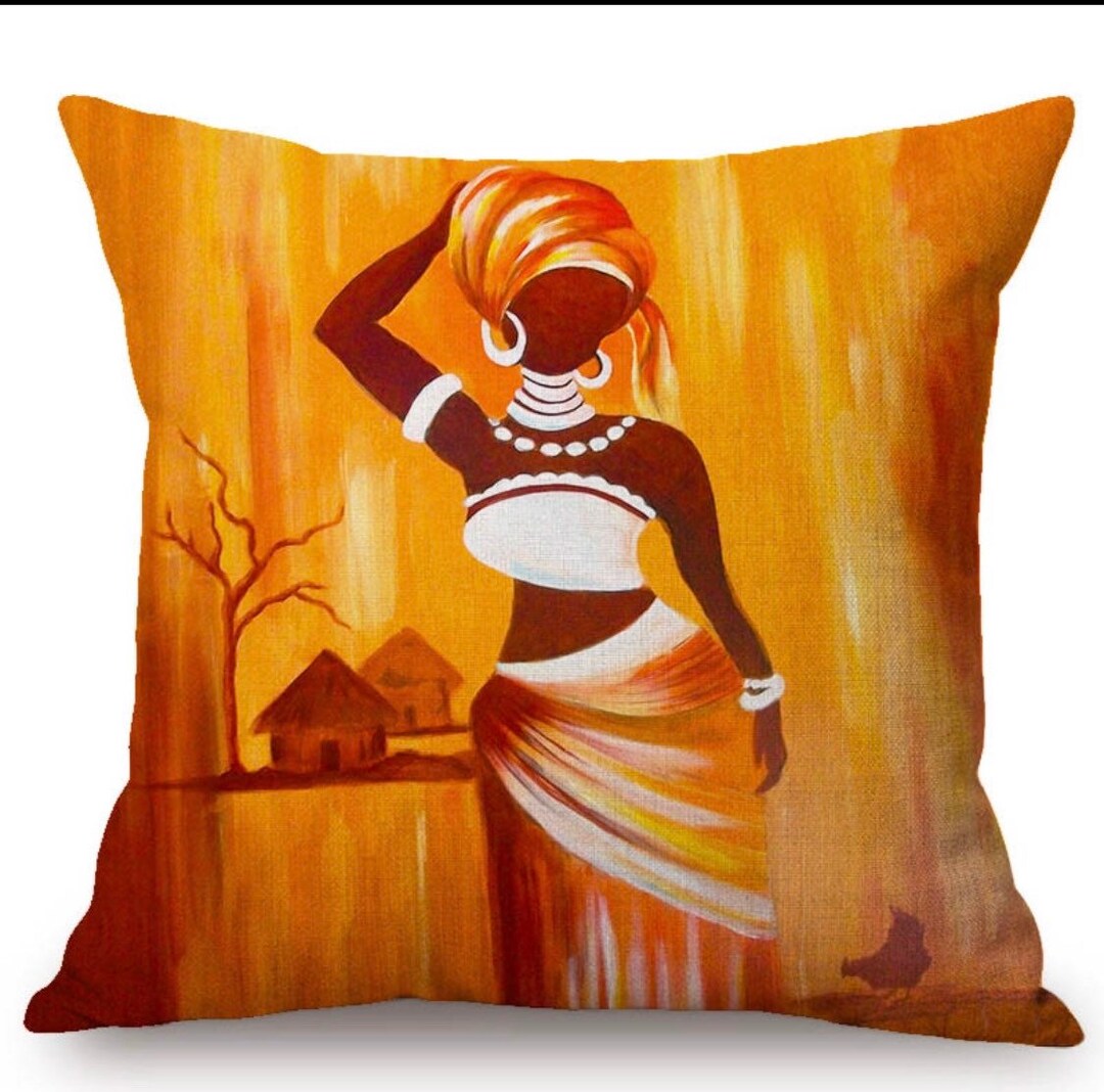 African Pillow Cover 18x18, Black Art Pillow Cover, African Pillow