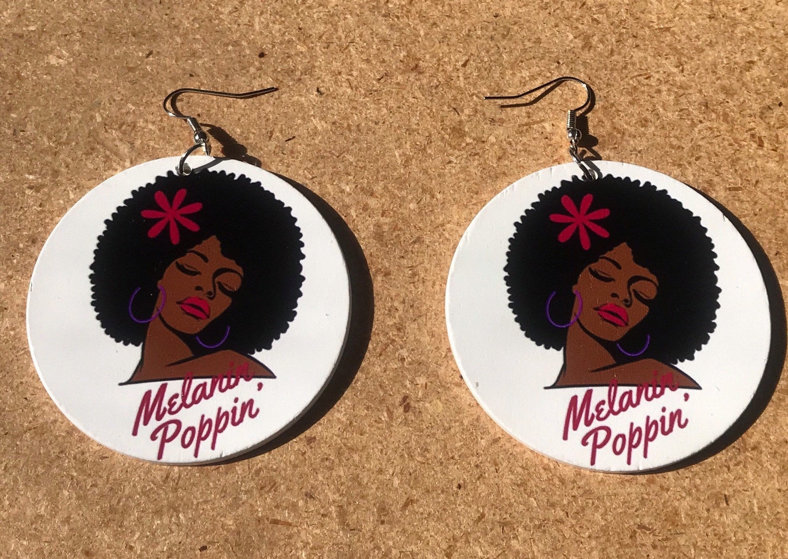 Black Girl Earrings DOUBLE SIDED Afro Earrings Black Etsy