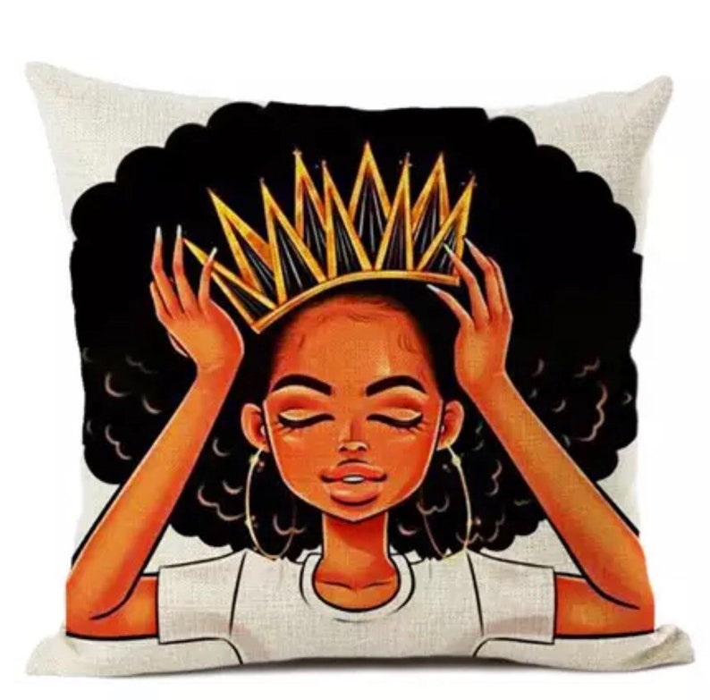 Black Queen African Pillow Cover 18x18 Black Art Pillow Etsy