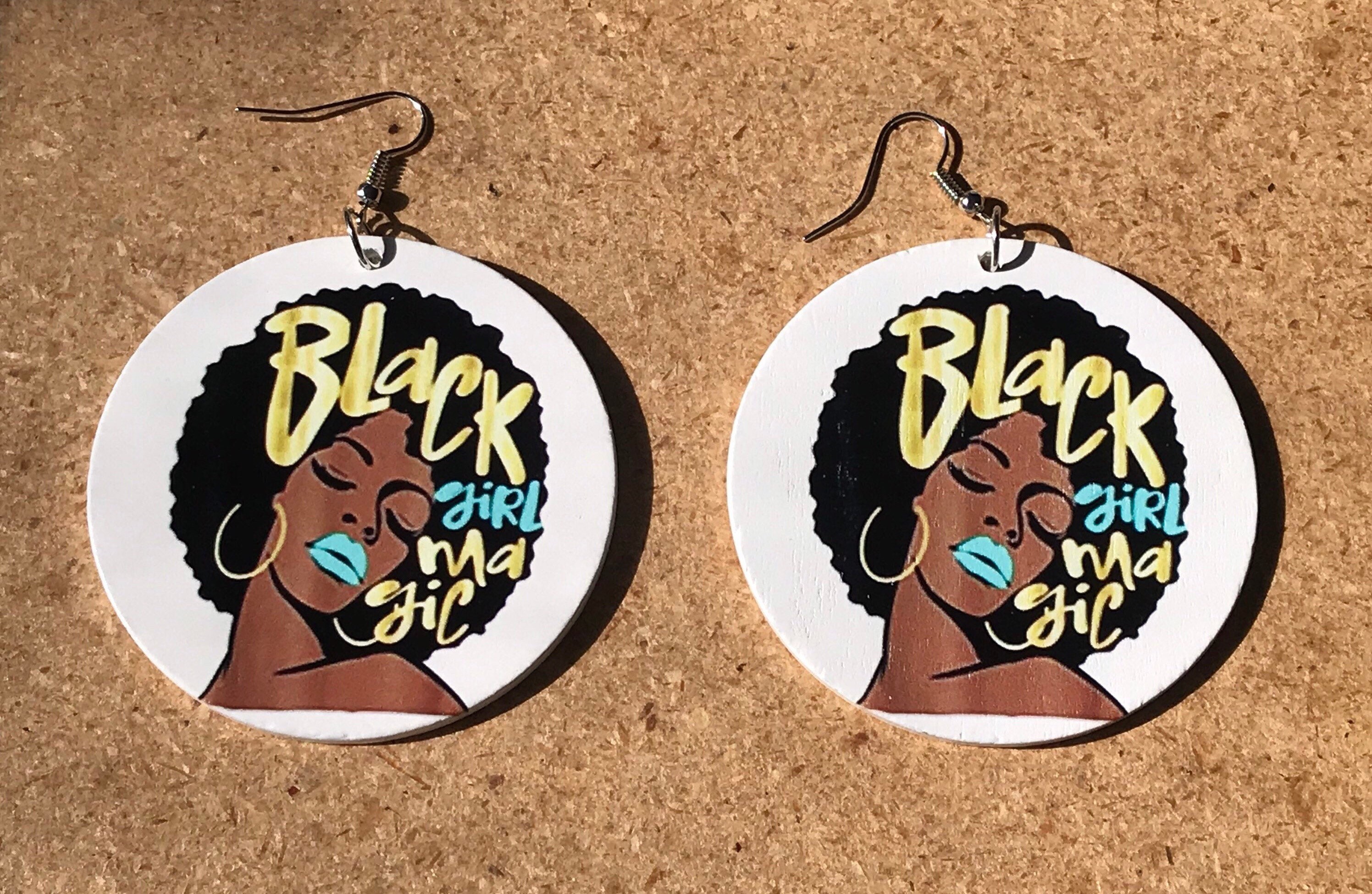 Black Girl Magic Earrings Afro Earrings Black Girl Earrings Etsy