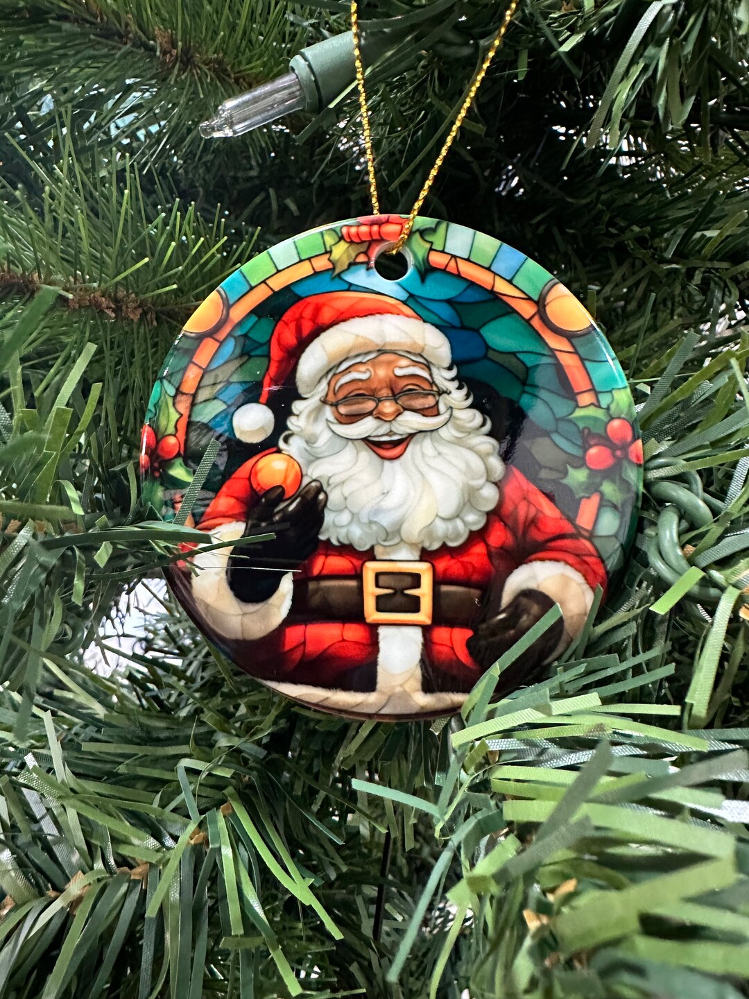 African American Santa Ornament Black Santa Ornaments Etsy