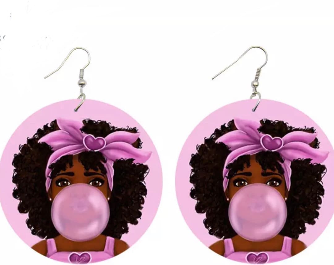 Afro Girl Earrings DOUBLE SIDED Black Girl Earrings Etsy