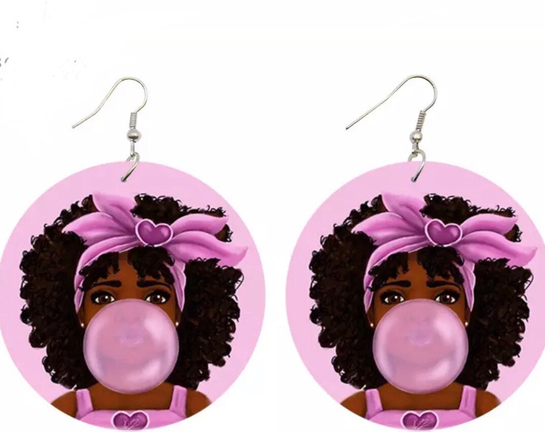 Afro Girl Earrings DOUBLE SIDED Black Girl Earrings Etsy