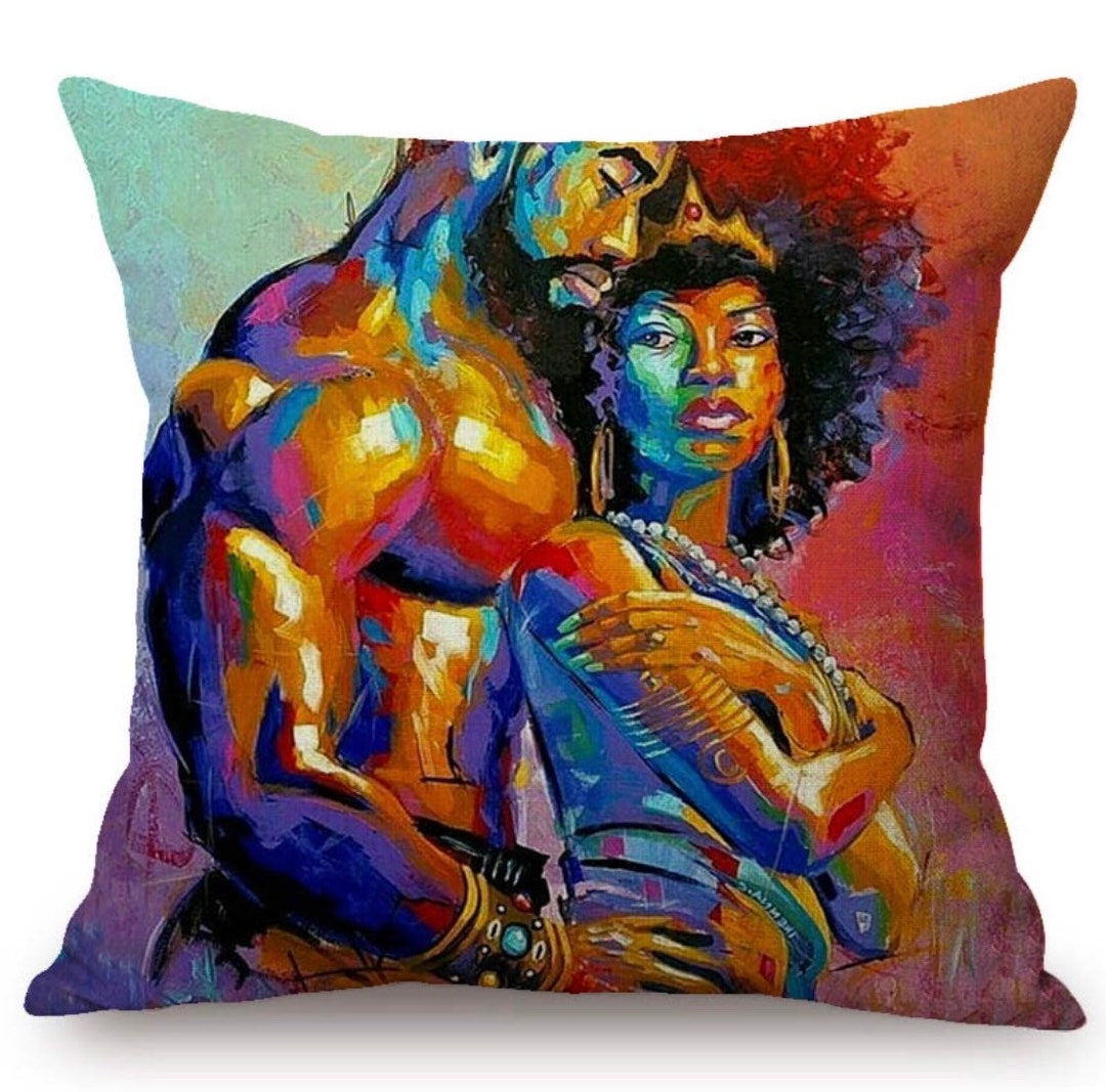 African Black Love Pillow Cover 18x18 Black Art Pillow Cover Etsy
