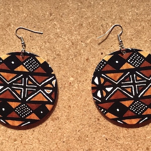 Mud Cloth Earrings, **DOUBLE SIDED** African Earrings, Afrocentric Earrings , Nickel Free, Hypoallergenic