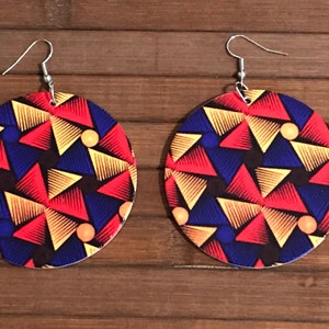 African Ankara Earrings, **DOUBLE SIDED** African Earrings, Nickel Free, Hypoallergenic,  Afrocentric Earrings , Afrocentric Jewelry