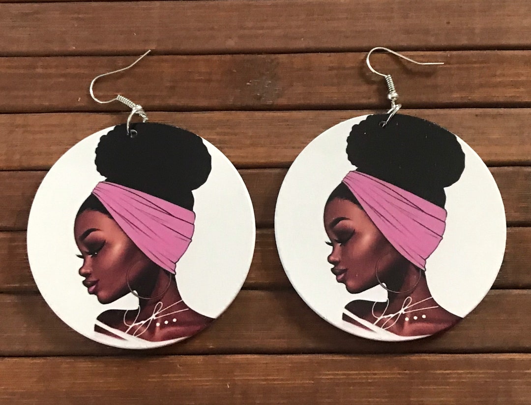 Afro Girl Earrings DOUBLE SIDED Black Girl Earrings Etsy