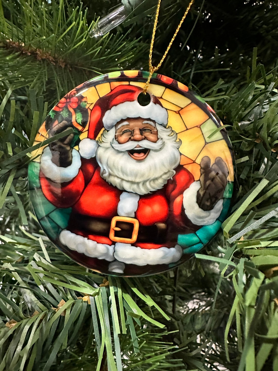 African American Santa Ornament Black Santa Ornaments Etsy