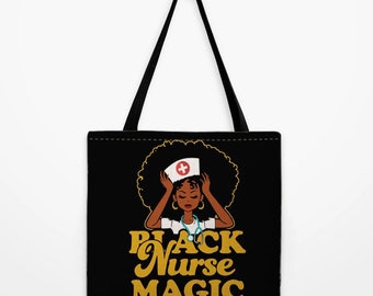 Black Nurse Magic Afro Tote Bag, Nursing school grad, Black Women tote, Future Nurse, Gift for Black Nurse