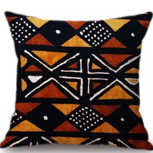 African Tribal Culture Pillow Cover 18x18, Black Art Pillow Cover, African Pillow Cushion, , Afrocentric Home Decor image 1