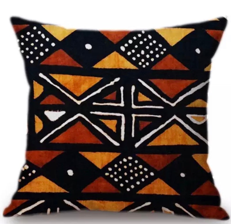 African Tribal Culture Pillow Cover 18x18, Black Art Pillow Cover, African Pillow Cushion, , Afrocentric Home Decor image 1