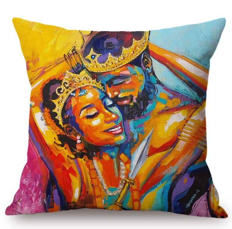 African Black Love Pillow Cover 18x18 Black Art Pillow Cover Etsy