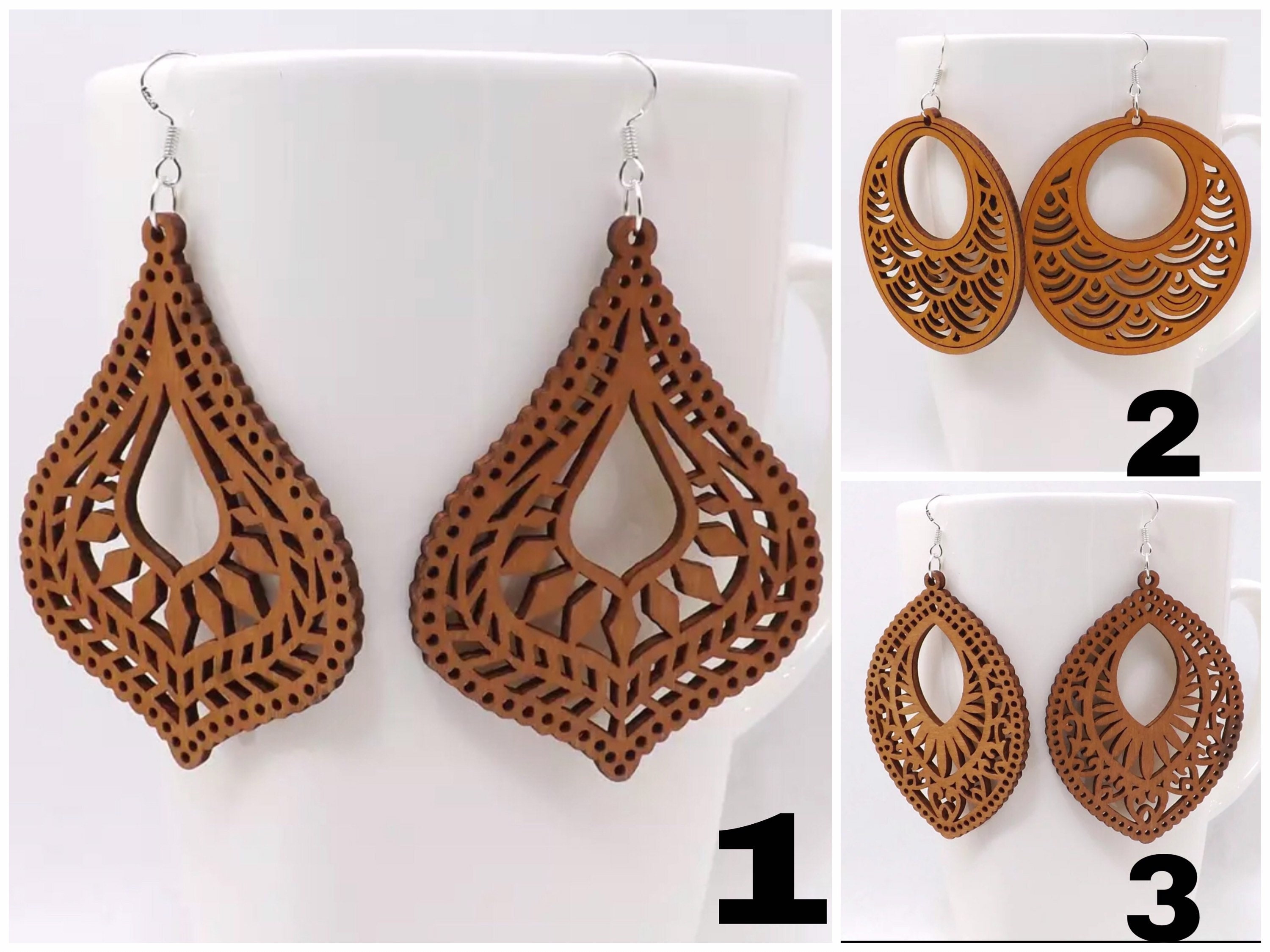 Wooden Earrings, Afrocentric Earrings , Natural Wood Jewelry, Light W…