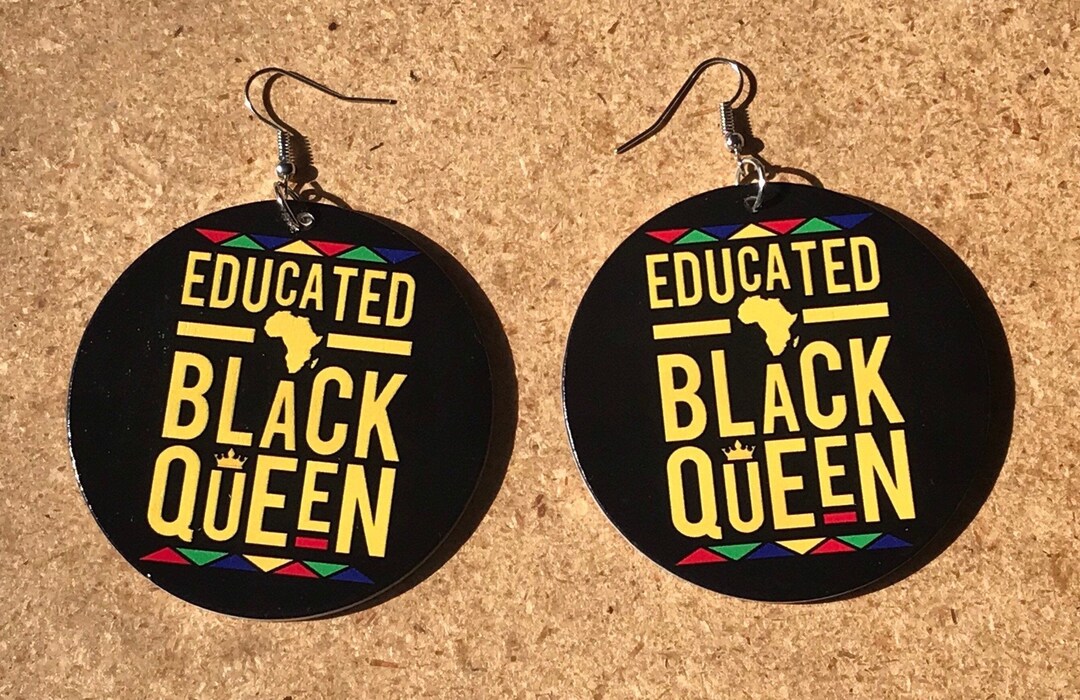 Educated Black Queen Earrings,double SIDED African Girl Earrings