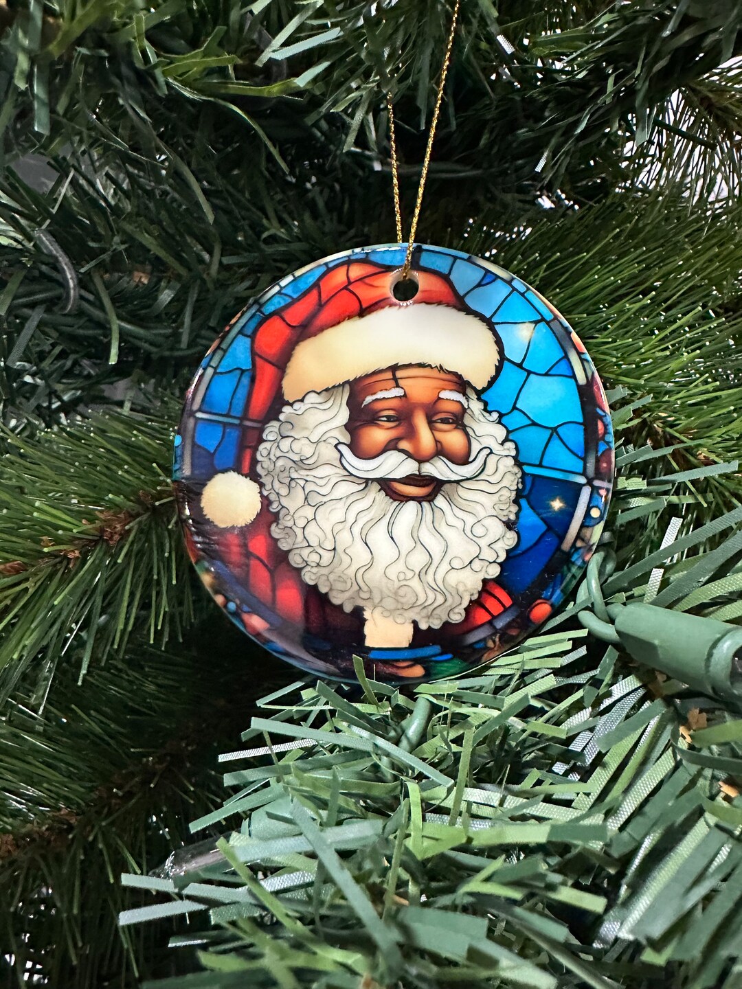 African American Santa Ornament Black Santa Ornaments Etsy