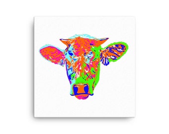 Cow Calf Steer Heifer Bull Farm Ranch Country Wall Decor Canvas Pop Art Colorful Retro