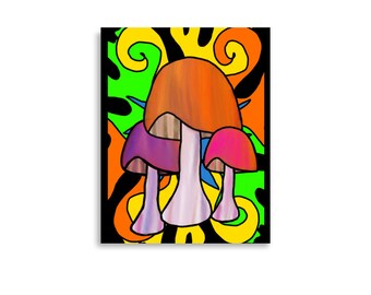 Funky Mushrooms Boho Hippie Room Wall Decor Poster