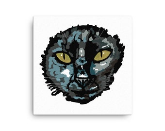 Black Cat Kitten Speckle Abstract Art Canvas Spooky