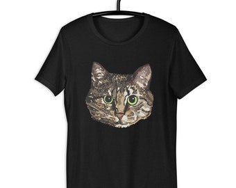 Brown Tan Tabby Cat Kitten Speckle Abstract Art Male Female Unisex t-shirt