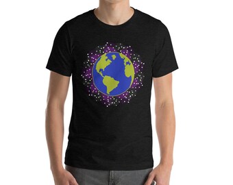 Earth World Funky Stars Galaxy Short-Sleeve Unisex T-Shirt