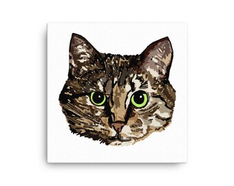 Brown Tan Tabby Cat Kitten Speckle Abstract Art Canvas