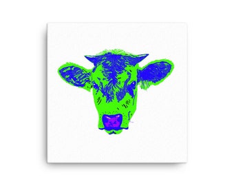 Cow Calf Steer Heifer Bull Farm Ranch Country Wall Decor Canvas Pop Art Retro Colorful