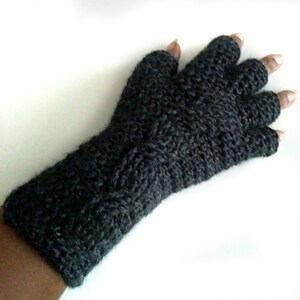 Crochet Half Finger Gloves - Cable Stitch Fingerless Mittens - Etsy