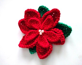 Poinsettia Holiday Flowers - Crochet Holiday Decor