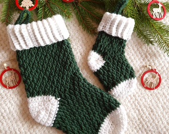 Patrón de media navideña de crochet: Punto alpino fácil (patrón PDF)