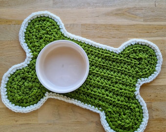 NOT AI - Crochet Dog Bowl Mat PATTERN – Chunky Bone Pet Placemat (PdF Pattern)