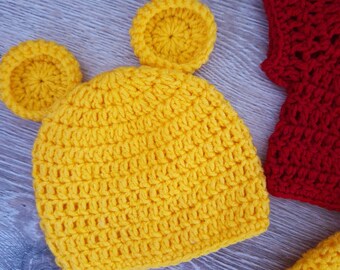 Crochet Winnie Pooh Bear Outfit PATTERN: Newborn Baby Set (PDF